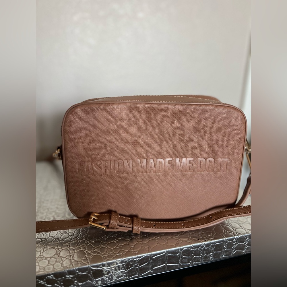 House of Rehab Tan Crossbody Bag “ Fashion Made Me Do It”